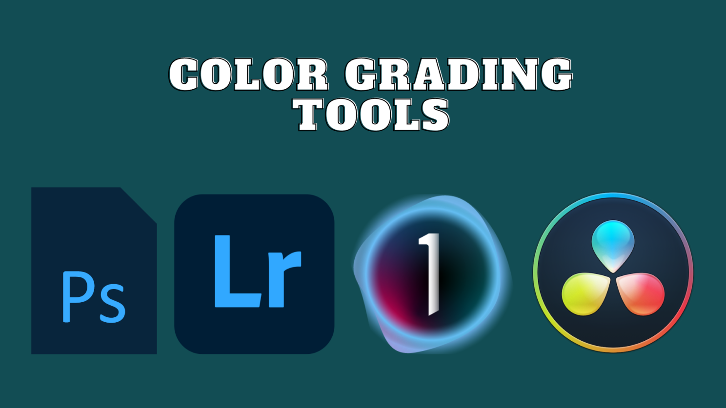 color grading tools icon. Adobe photoshop, adobe lightroom, Capture one, DaVinci Resolve
